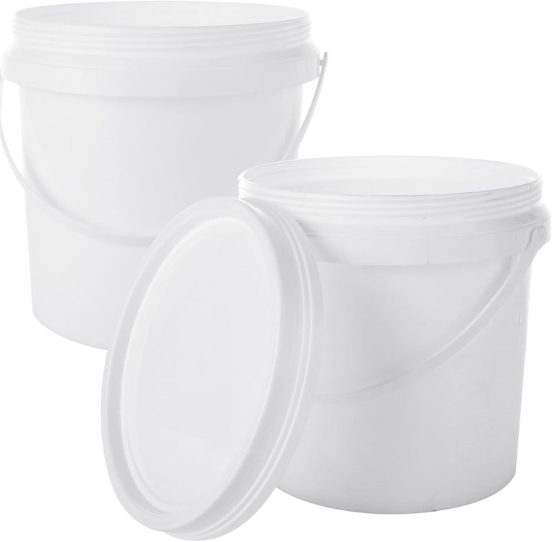 AKOLAFE 2 Pack Paint Buckets for Painting 2 Quart Paint Cans with Lids & Handles Empty Paint Cans 1/2 Gallon Paint Can Paint Pail Plastic Paint Containers for Leftover Paint Pigment Varnish Storage - Image 1